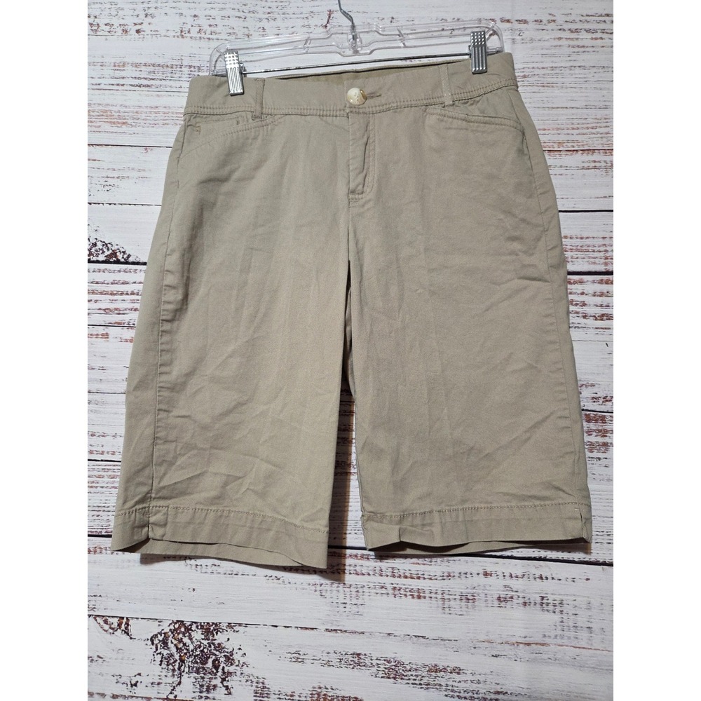 Christopher & Banks Womens Khaki Tan Comfort Waist Chino Shorts Size 4